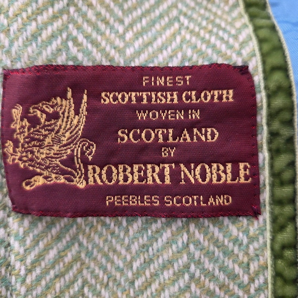 J.Crew VTG Y2K Robert Noble 100% Scottish Wool Green Herringbone Blazer Sz 6 - Picture 4 of 6